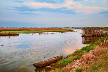 Chioggia, Venice, Veneto, Italy: landscape at sunset of the lagoon © ermess