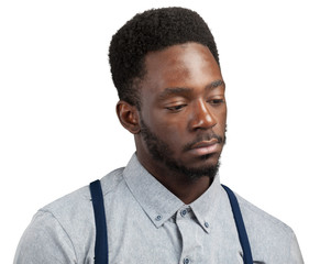 young attractive afro american black man in sad mood