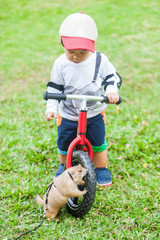 Giant Squirrel and 2 Year Old Boy