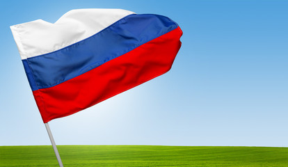 Russian flag on the background of nature