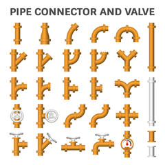 Pipe icon and flange fitting. Include control valve and pressure gauge or manometer. For pipeline construction and transportation liquid or gas i.e. crude, oil, natural gas, sewage, wastewater etc.