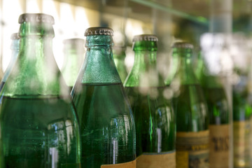 Green glass bottles