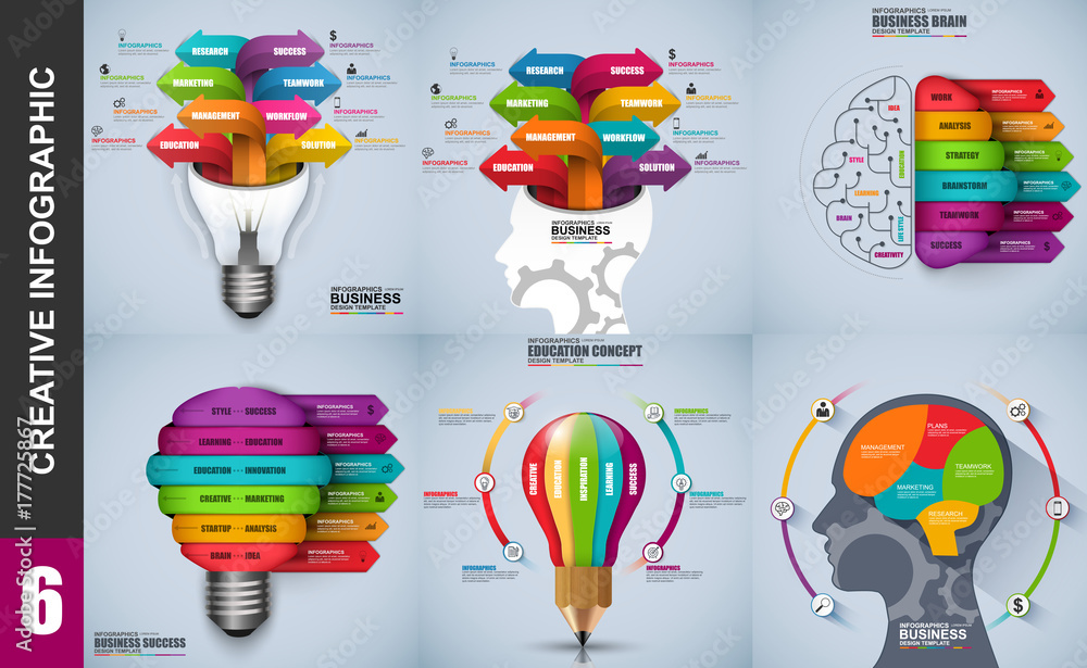 Poster infographic elements data visualization vector design template. business concept with 6 and 8 steps,