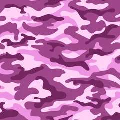 Wall murals Camouflage Camouflage seamless pattern, pink monochrome. Vector