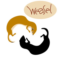 weasel  vector illustration flat style profile side black silhouette 