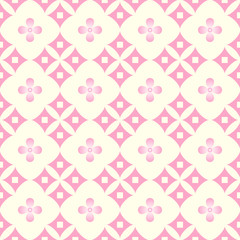 Cherry Blossom Pattern Vector. Vector flower pattern background. Flowering Japanese cherry with flying leaves on a light yellow background. Vector illustration.