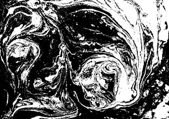 Black and white liquid texture. Watercolor hand drawn marbling illustration. Abstract vector background. Monochrome marble pattern.