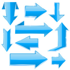 Arrows. Set of blue shiny icons