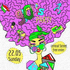 Colorful Comic 90s Style Girl Poster