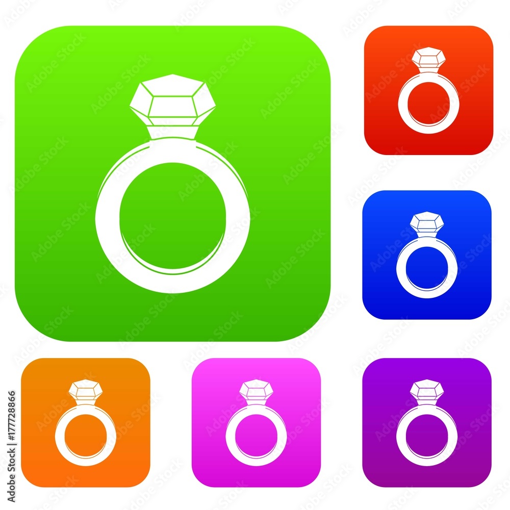 Poster ring with gemstone set color collection