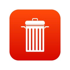 Metal trash can icon digital red