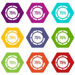 Sign 75 load icon set color hexahedron