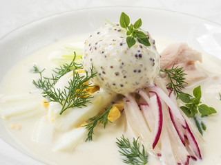 Okroshka with chicken