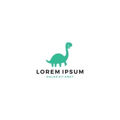 cute dino dinosaur dinosaurus brontosaurus logo vector icon template