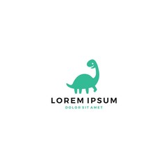 cute dino dinosaur dinosaurus brontosaurus logo vector icon template