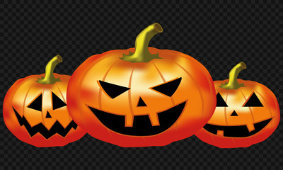 Halloween party invitation with scary pumpkins and a full moon