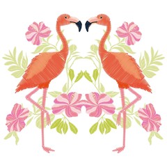 embroidery flamingo vector