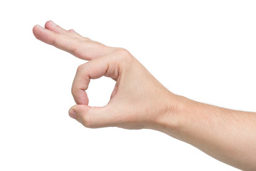 Hand OK sign. Isolated white background