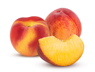 Ripe peach fruit one slice