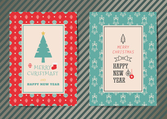 Merry Christmas vector graphic greeting card.