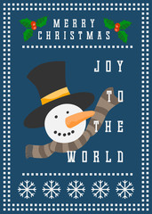 Merry Christmas vector Snowman invitation card.