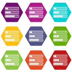 Sign horizontal columns download online icon set color hexahedron