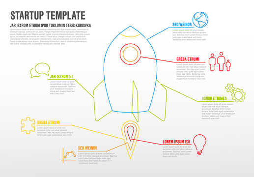 Thin line startup infographic template
