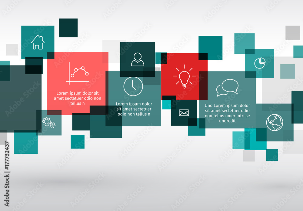 Poster vector diagram with various descriptive squares