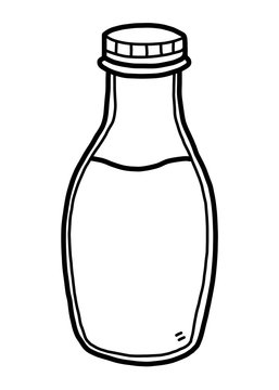 milk bottle / cartoon vector and illustration, black and white, hand drawn, sketch style, isolated on white background.