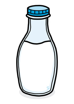 milk bottle / cartoon vector and illustration, hand drawn style, isolated on white background.
