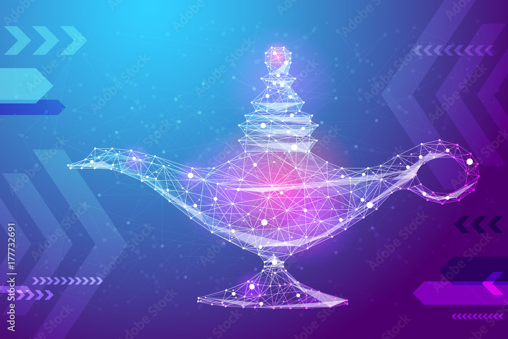 Aufkleber abstract image magic lamp in the form of a starry sky or space, consisting of points, lines, and sha