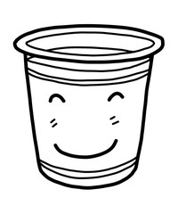 plastic glass cartoon / vector and illustration, black and white, hand drawn, sketch style, isolated on white background.