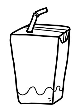 milk box / cartoon vector and illustration, black and white, hand drawn, sketch style, isolated on white background.