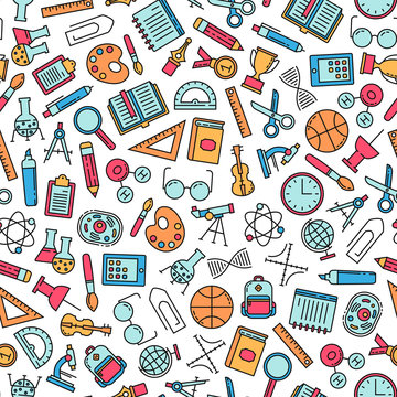 seamless pattern with education design elements