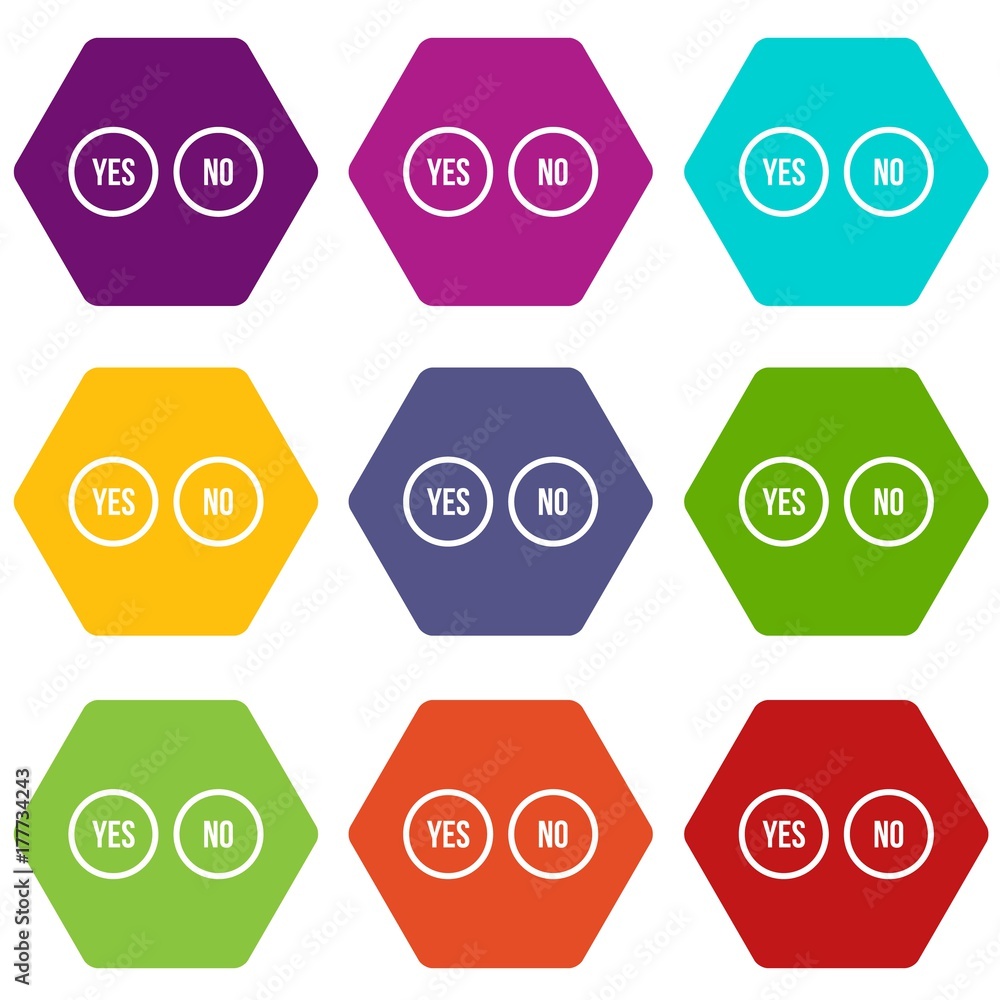 Poster selection buttons yes and no icon set color hexahedron
