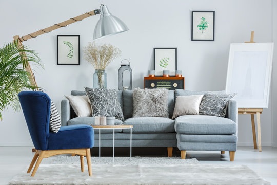 Trendy interior design with sofa