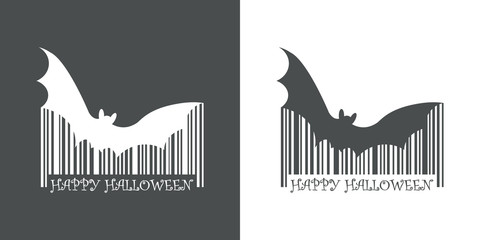 Codigo de barras Happy Halloween murcielago gris y blanco