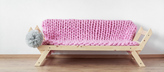 Fototapeta na wymiar Colorful sofa in minimalist concept
