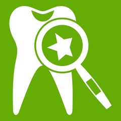 Tooth with magnifying glass icon green
