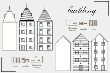  card with the image of the buildings. Houses and scooter. can be used for the design of websites, postcards, etc.