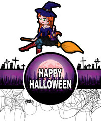 Happy Halloween Design template with witch.