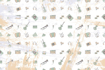 pattern with the image of musical instruments. theme for music lovers and DJ. Can be used in website design, etc.