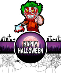 Happy Halloween Design template with clown.