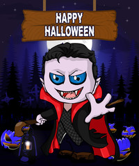 Fototapeta na wymiar Halloween Design template with Dracula.
