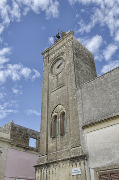 The clock tower of the town of Acaya