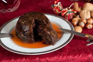 Christmas pudding with brandy