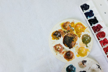 Circle Palette of Acrylic color paints