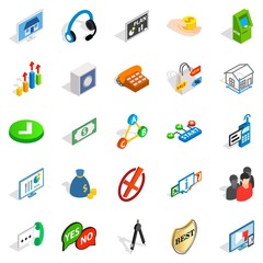 Business problem icons set, isometric style