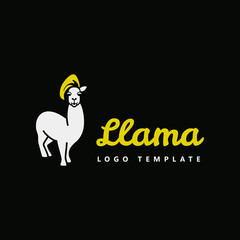 Lama with hair, male on the side, logo
