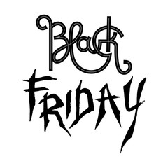 Black Friday sale black tag,  banner, advertising design, vector. Handwritten inscription. Lettering.